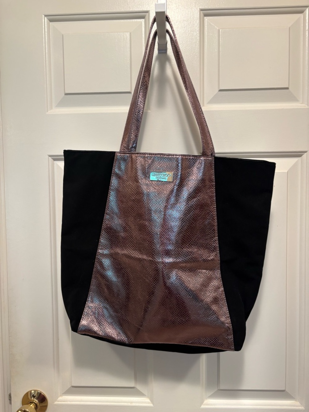 Jimmy Choo Parfums Metallic Brown and Black Tote Bag - Women's Shoulder Bag EUC